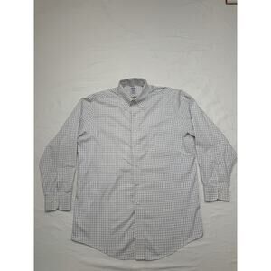 Brooks Brothers Button Up Dress Shirt Classic White Blue Checkered 15.5-32